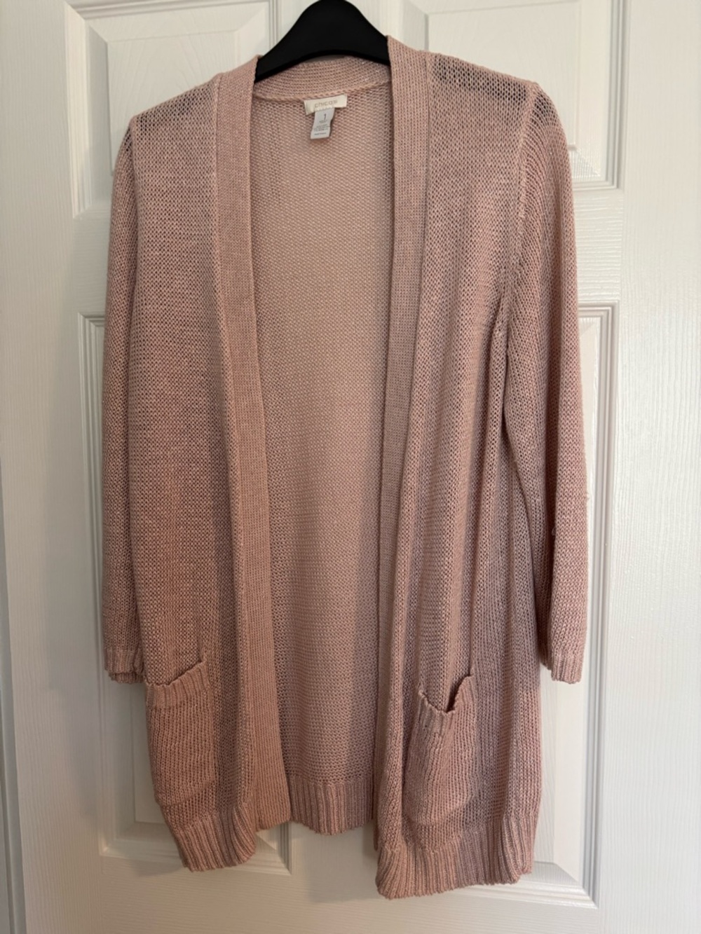 Light Pink Open-Front Knit Cardigan Sweater - Unknown Brand